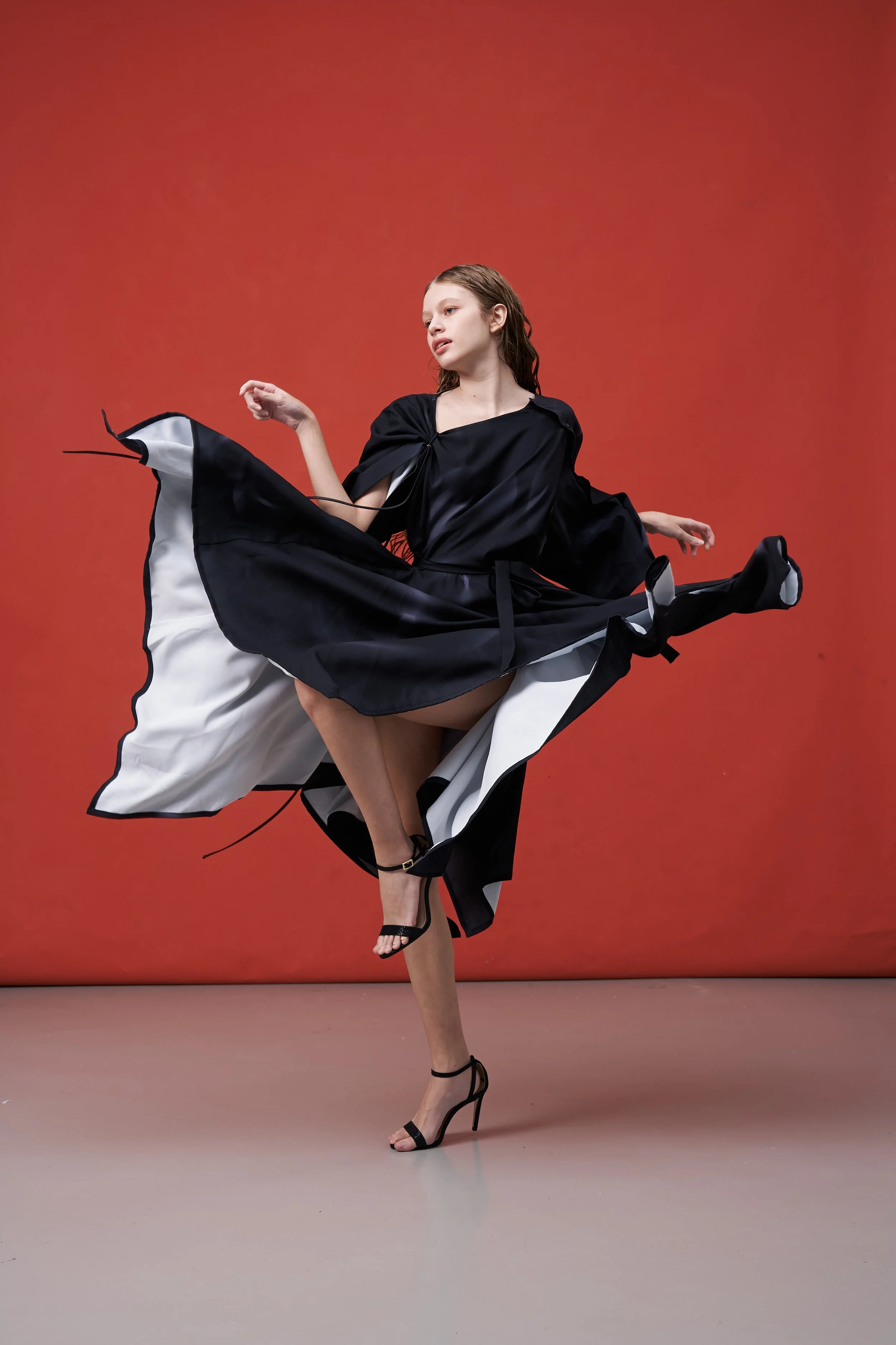 INF MRI Rendered Black Printed Asymmetric Dress — INF - Garment